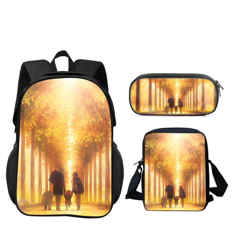 SPY×FAMILY Ensemble 3 pièces Sac à dos Trousse à crayons Sac bandoulière Durable Tendance Polyvalent Dessin animé Garçon et Fille d'école Anniversaire Meilleur Cadeau