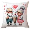 New Valentine's Day Pillow Cover Fun Watercolor Valentine's Day Old Couple Push Cover Home Cushion Cover