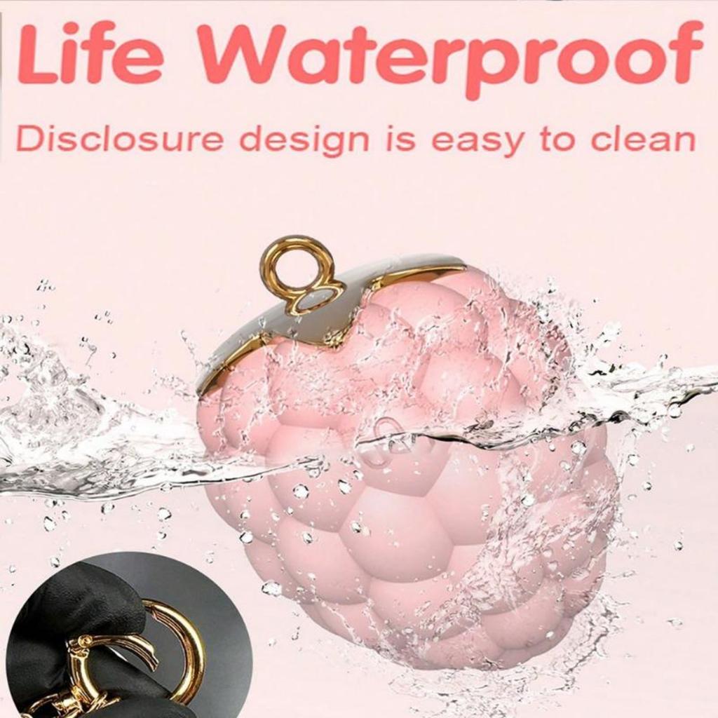 Klitorisvibrator aus Silikon mit Erdbeergeschmack und APP, G-Punkt-Klitorisnippelstimulator, über USB wiederaufladbarer Vibrator mit 10 Modi, Sexspielzeug für Frauen mit Perlenkette