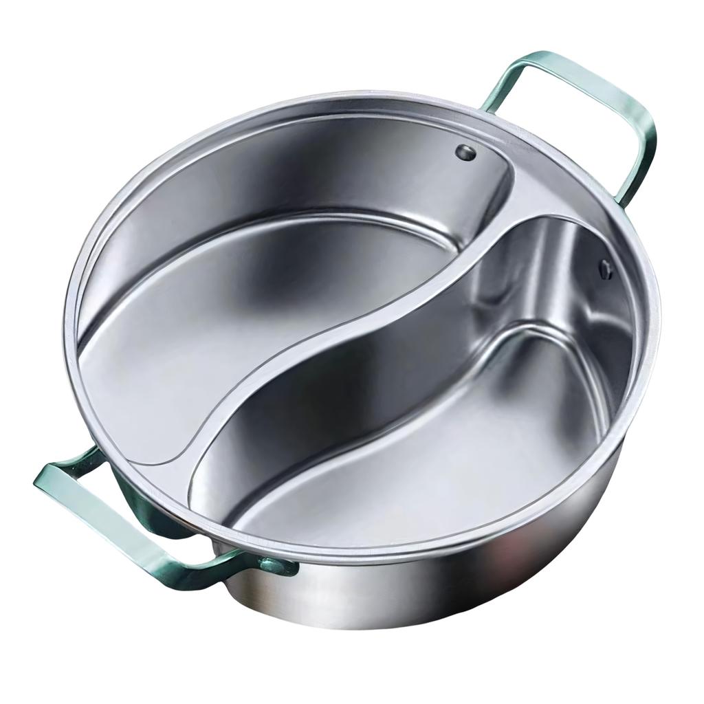 High Quality 32cm 34cm Divided Hot Pot Cookware Cooking Pot For Simultaneous Cooking Two Flavor On Induction Stove