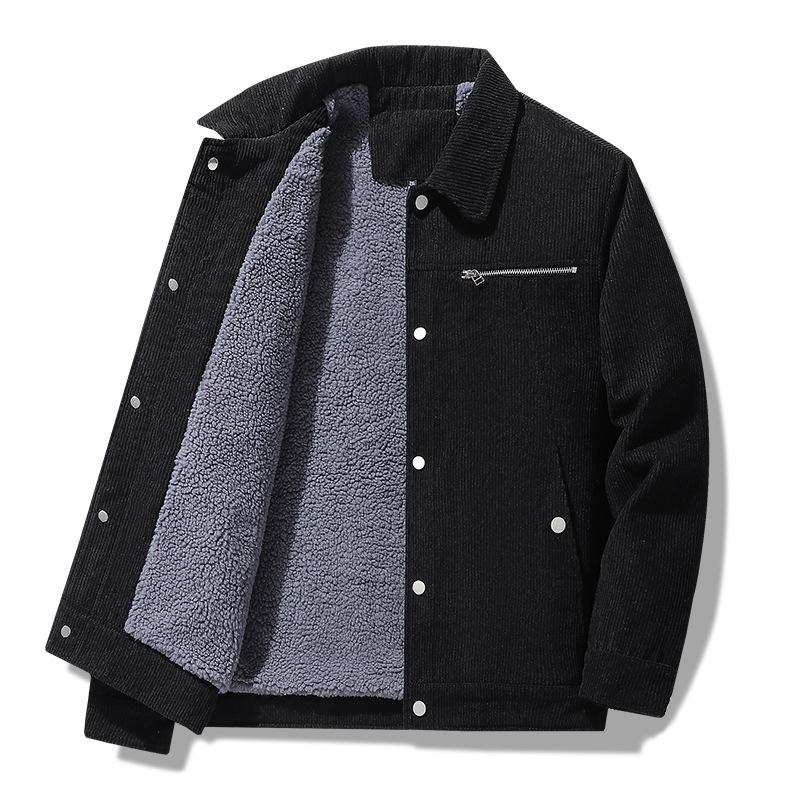 Men's Cotton-padded Jacket Men's Fleece Thickened Lamb Wool Winter Coat Cotton-padded Windproof Warm Cotton