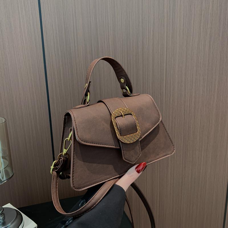 

Ретро портативна маленька квадратна сумка жіноча весна 2024 нова модна модна сумка через плече корейська версія повсякденна проста сумка-месенджер коричневий