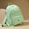 Solid Color Backpack Women's Multi-Layer Pocket Water-Repellent Nylon Backpack