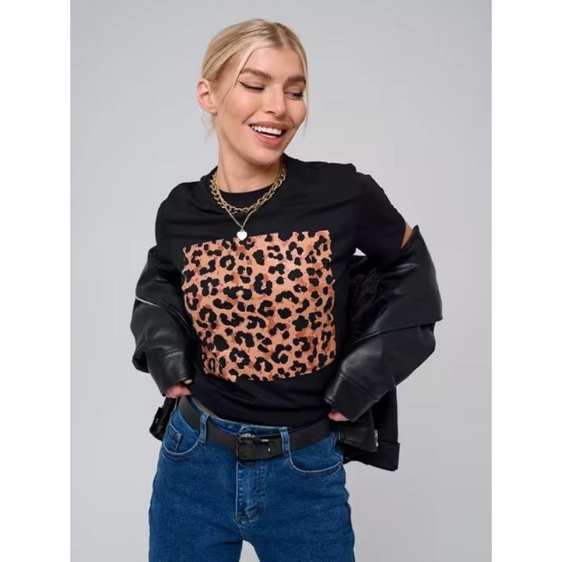 Dámské 3D tričko s leopardím potiskem Streetové ležérní tričko Dámské gotické tričko v evropském stylu Y2K Harajuku tričko Topy Trička
