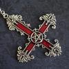 Retro Fashion Ancient Silver Carved Five-pointed Star Symbol Cross Pendant Necklace for Men Women Halloween Exquisite Jewelry