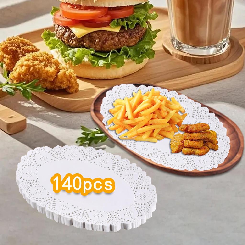 140x White Paper Doilies Decor Versatile Disposable Decorative Paper Placemats for Crafts Party Birthday Desserts Fried Food