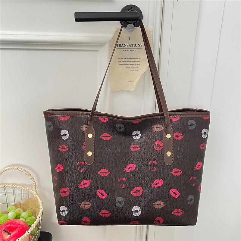 2026 Fashion Simple Printed Tote Bag Women Trendy PU Leather Underarm Shoulder Bag
