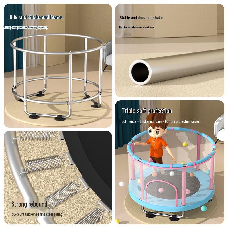 WEZHO Kids Indoor Trampoline with Adjustable Handle