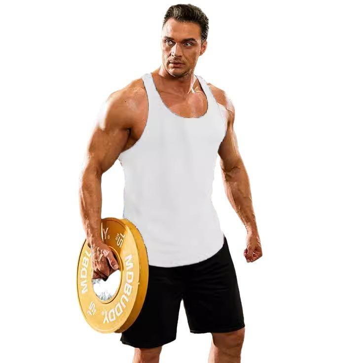 European and American summer fitness training vest men's solid color I-shaped vest men's