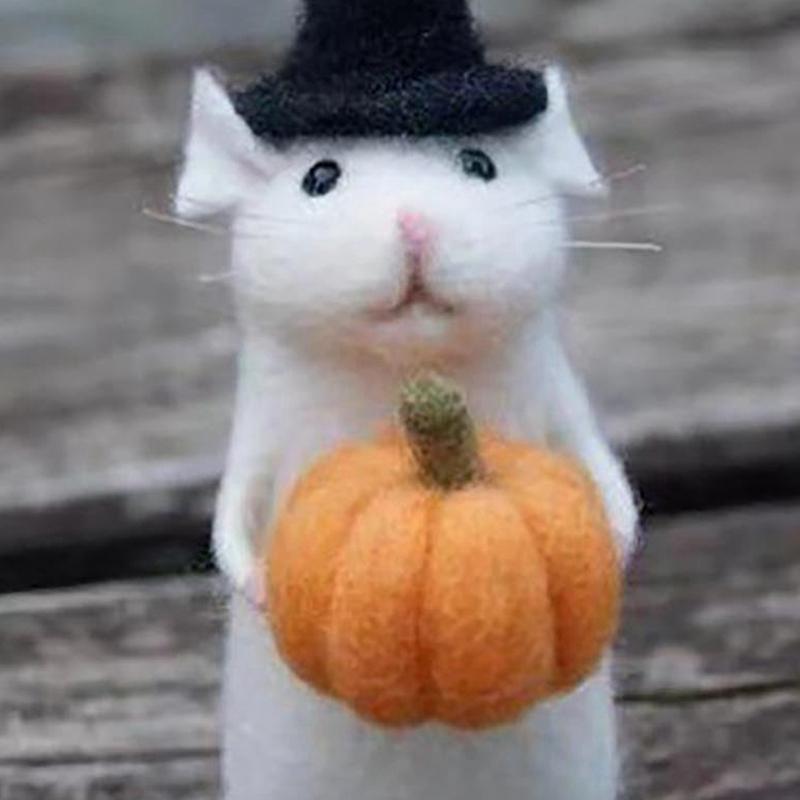 Good-Felt Mouse Decorations, Cute Felt Mouse Figurines For Halloween Decorations, Handmade Needle Felt Decorations