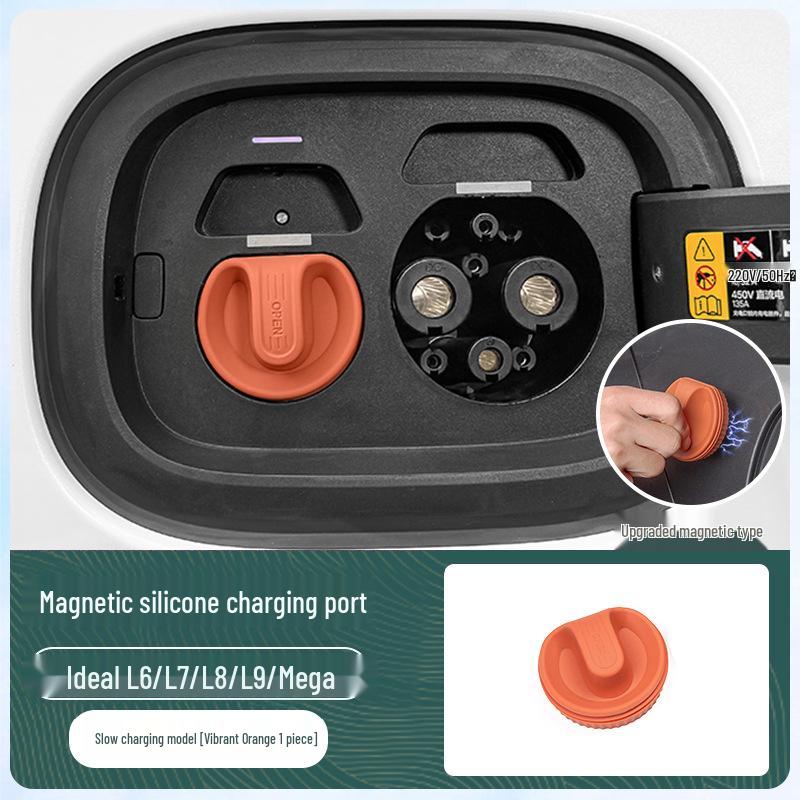 Silicone Waterproof Magnetic Charging Port Cover for Ideal L6-L9 Cars - Black Tech Accessory