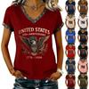 Haut T-shirt Pull Décontracté à Manches Courtes et Col en V Imprimé pour Femme