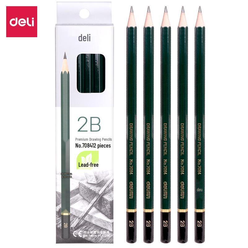 Deli Perforated 2B Pencils - HB Children's Writing & Correction Set