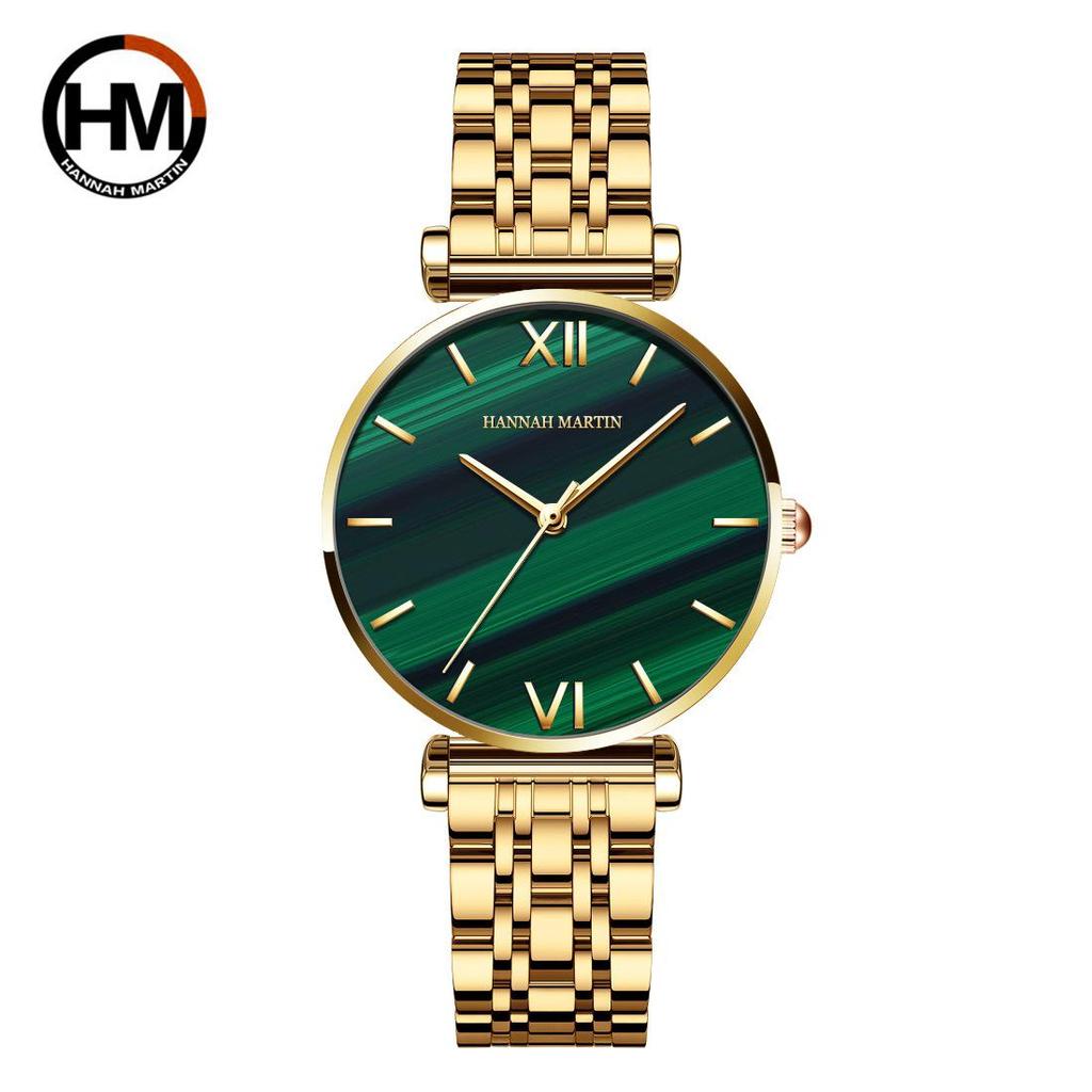 Hannah Martin Women's Waterproof Malachite Green Dial Watch