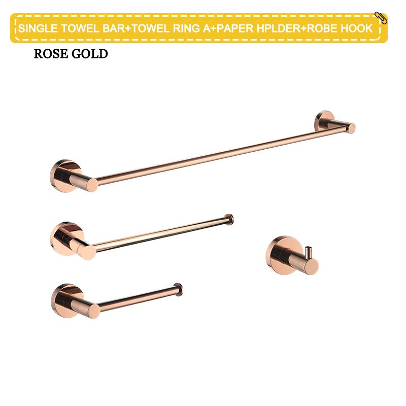 Set de accesorii de baie din aur roz Suport pentru hârtie igienică, montat pe perete, din oțel inoxidabil de înaltă calitate.
