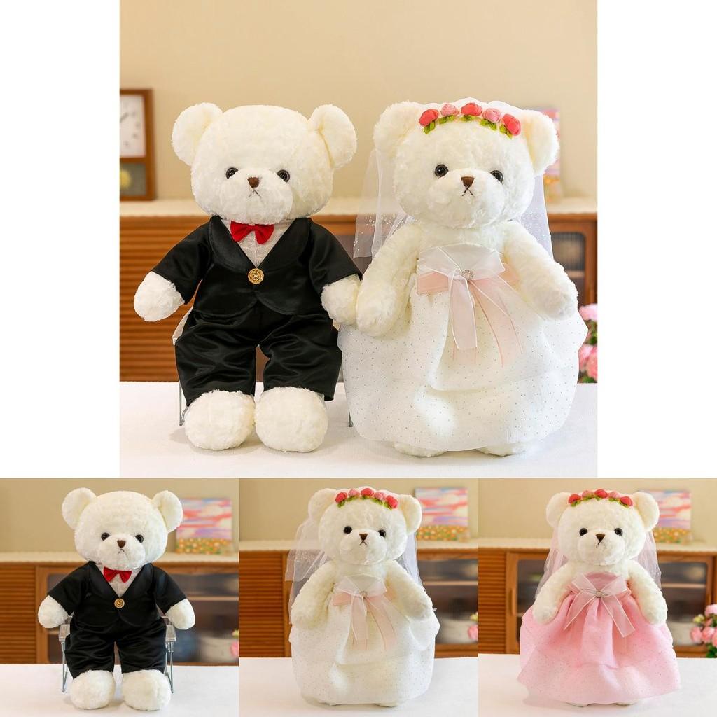 Wedding Couple Dress Teddy Bears Plush Toys Western Wedding Doll Decorative