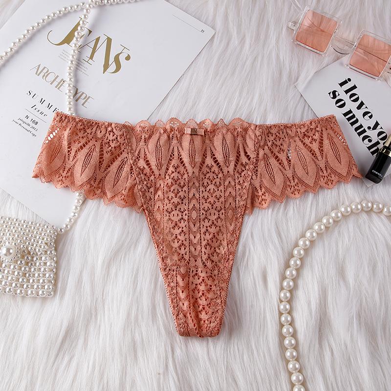 Damen Strings Unterwäsche Weibliche Intimwäsche T-Back G-String Sexy Transparent Spitze Low-Rise Slips Dessous Für Frau