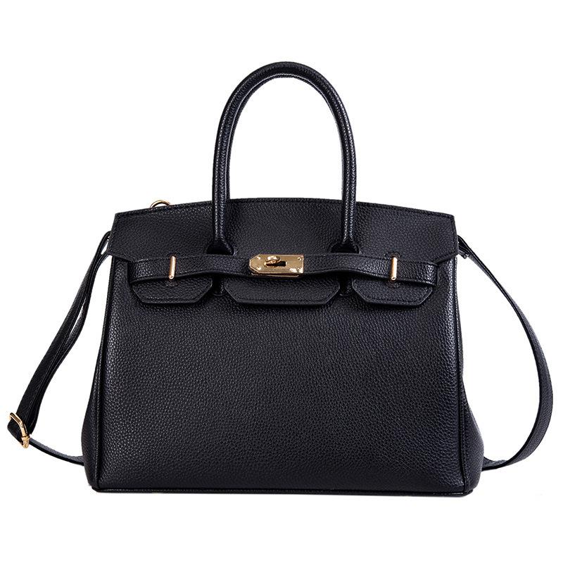 

Большая вместительная сумка в стиле знаменитости, женская сумка в иностранном стиле для поездок на работу, платиновая сумка высокого класса через плечо Tide 30*15*24 чёрный