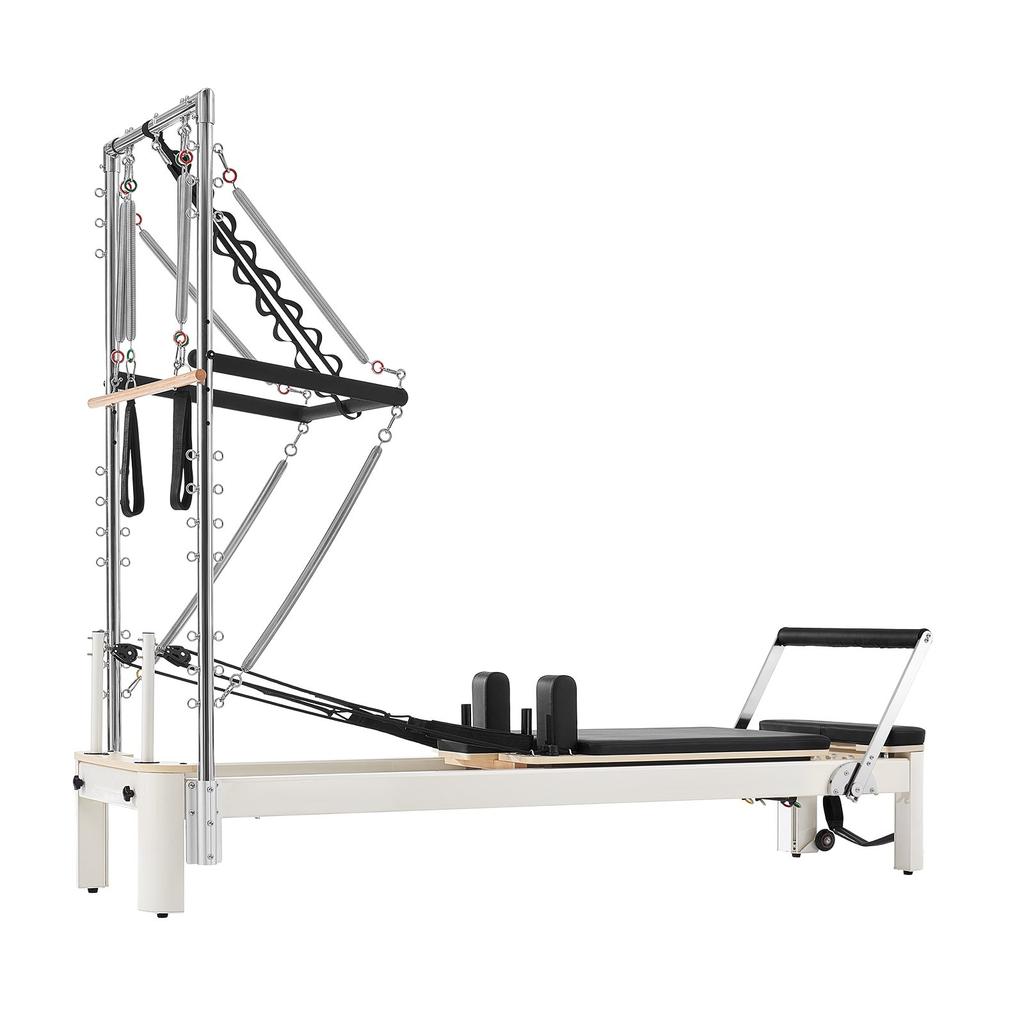 VEVOR Pilates Reformer with Tower 2.4m Pilates Machine 181kg Aluminum Alloy, for Home Use and Gym Workout, with Jump Board, Springs, Sitting Box