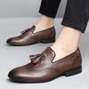 Fashion British Style Men's Luxury Brand Comfortable Business Fringe Leather Shoes Spring New Item Crocodile Leather Carved Oxford Shoes
