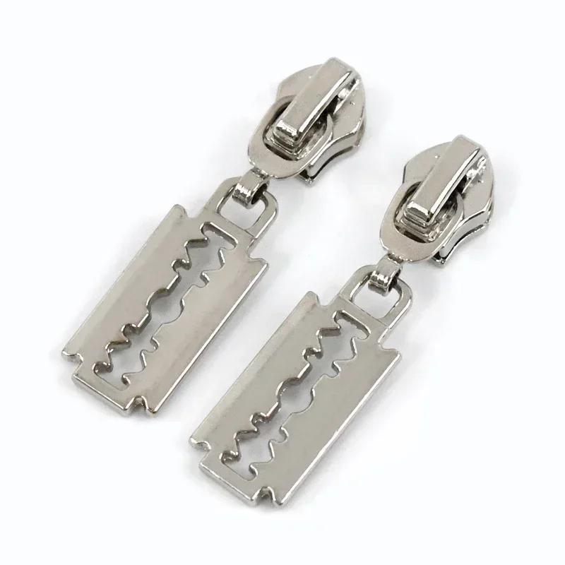 5/10Pcs Meetee 5# Zipper Sliders for Metal Nylon Resin Zips Clothes Bag Zippers Pull Head Repair Kit Garment Sewing Accessories