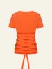 Deoineoseu Lace-Up V-Neck T-Shirt (Orange)