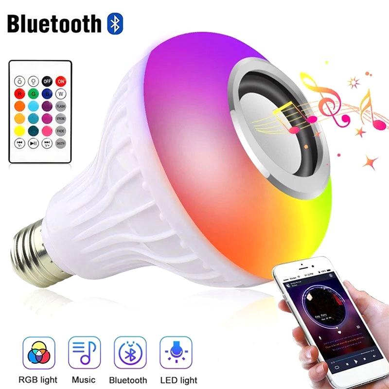 E27 Rgb Smart Bluetooth Speaker Music Bulb Colorful Dimmable Light Bulb With Remote Control 12W Led Bulb For Home Party