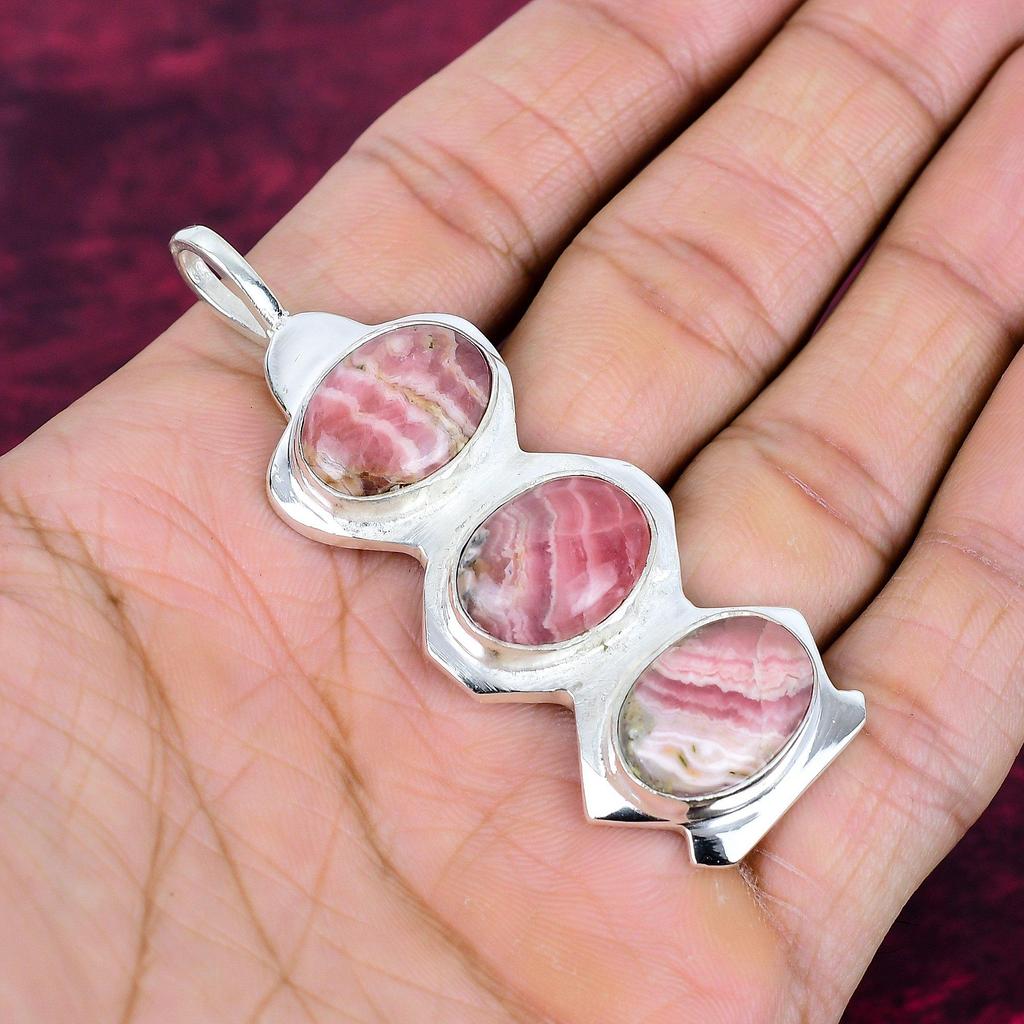 Rhodochrosite Jewelry, 925 Solid Sterling Silver Pendant, Handmade Gemstone Jewelry Pendant, For Memorial Day