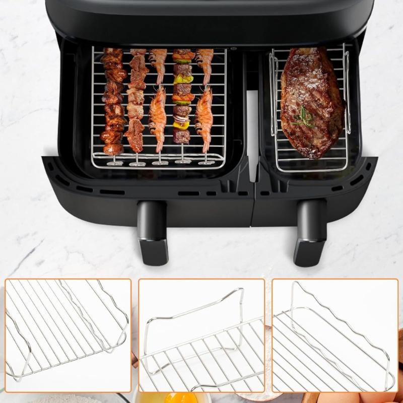 Heat Resistant Baking Racks for Double Basket Air Fryers Dehydrator Racks and Silicone Molds Airfryers Accessories