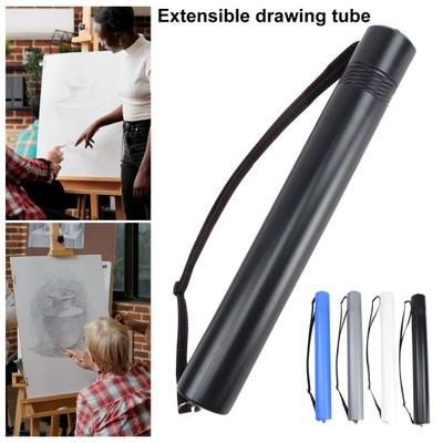 Extendable Poster Tube Painting Storage Case Expands from 19.7" To 35.4" Poster Carrier with Lid Adjustable Shoulder Strap