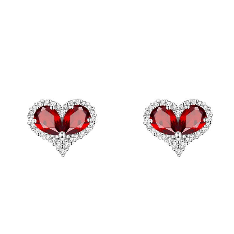 

Heart-shaped natural crystal peridot set s925 sterling silver clavicle chain stud earrings light luxury temperament jewelry gift