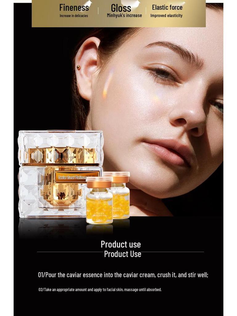 Set de Cuidado de la Piel con Caviar: Hidratante Reafirmante Antiarrugas para Líneas Finas - Crema Nutritiva, Refrescante, No Grasosa.