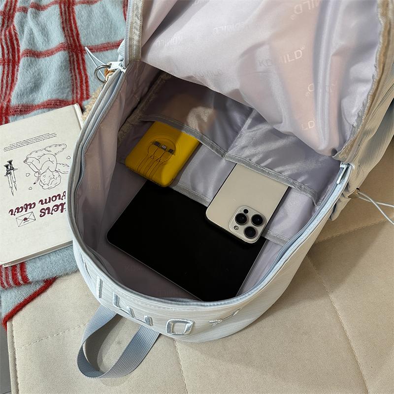 Letter Embroidery Minimalist Backpack for Women – Perfect for School, Work & Daily Use