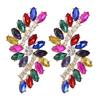 Fashion Geometric Crystal Drop Earrings For Women With Alloy Material Elegant Evening Jewelry