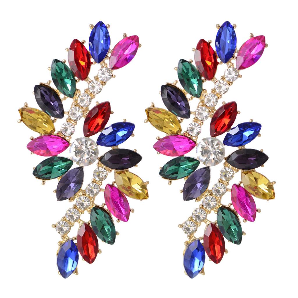 Fashion Geometric Crystal Drop Earrings For Women With Alloy Material Elegant Evening Jewelry
