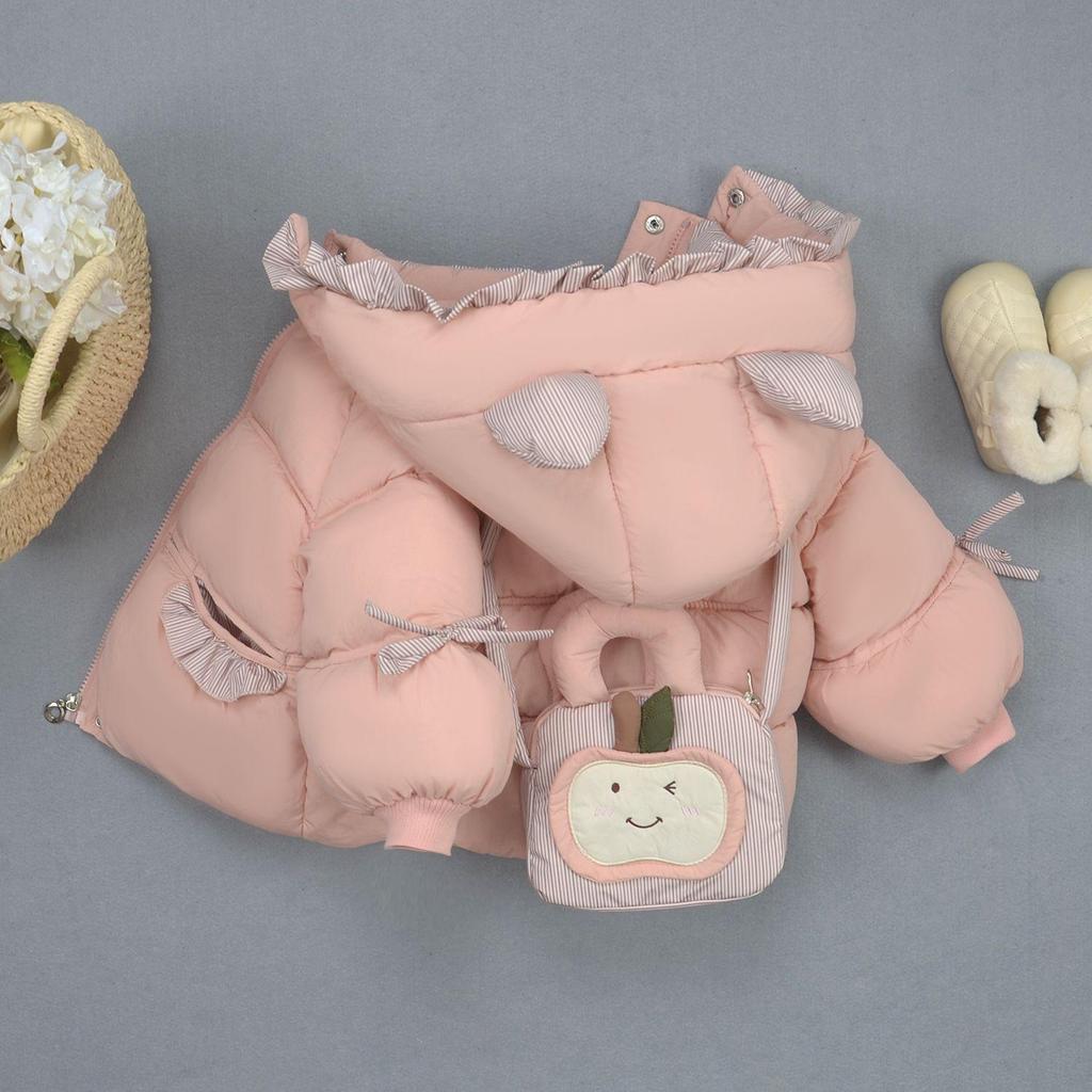 Stylish Girls' Winter Fleece Coat: 2025 Thickened Cotton-Padded Jacket for Children