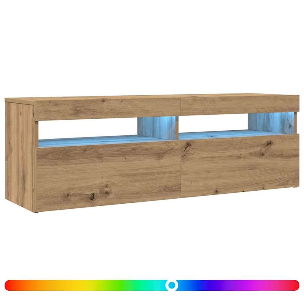 Vidaxl Szafka Pod Tv Z Oświetleniem Led, Dąb Artisan, 120X35X40 Cm