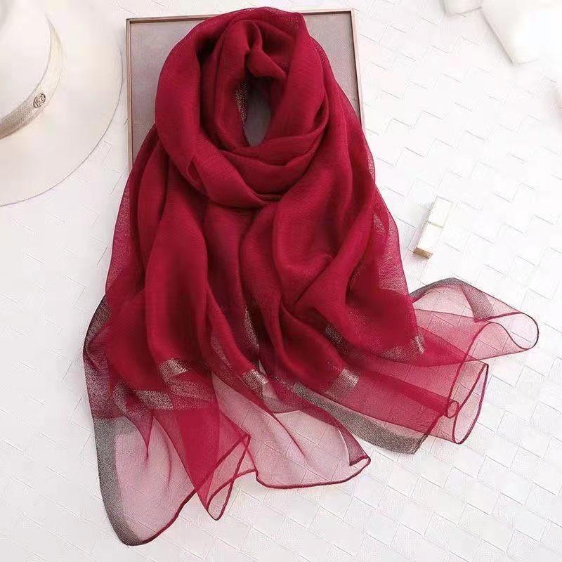

Mulberry silk scarf - lightweight silk shawl for women, perfect for air conditioning, summer outdoor activities, sun protection, and beachwear 70*190cm красный