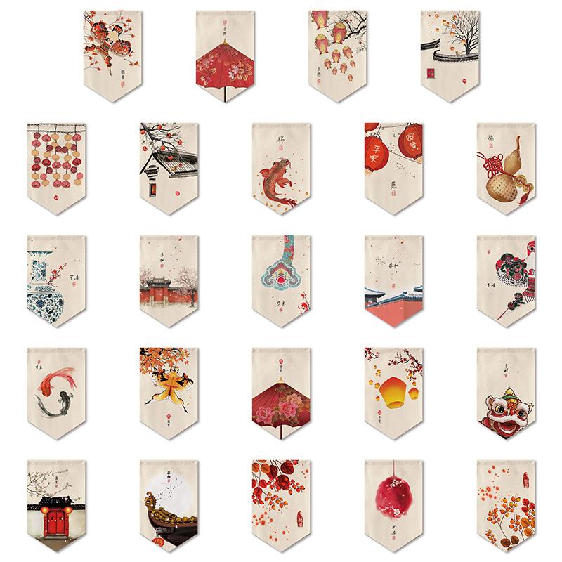 Chinese Style Pennant Home Decor Door Head Curtain Shop Signboard Homestay Teahouse Hanging Half-curtain Kitchen Short Curtain