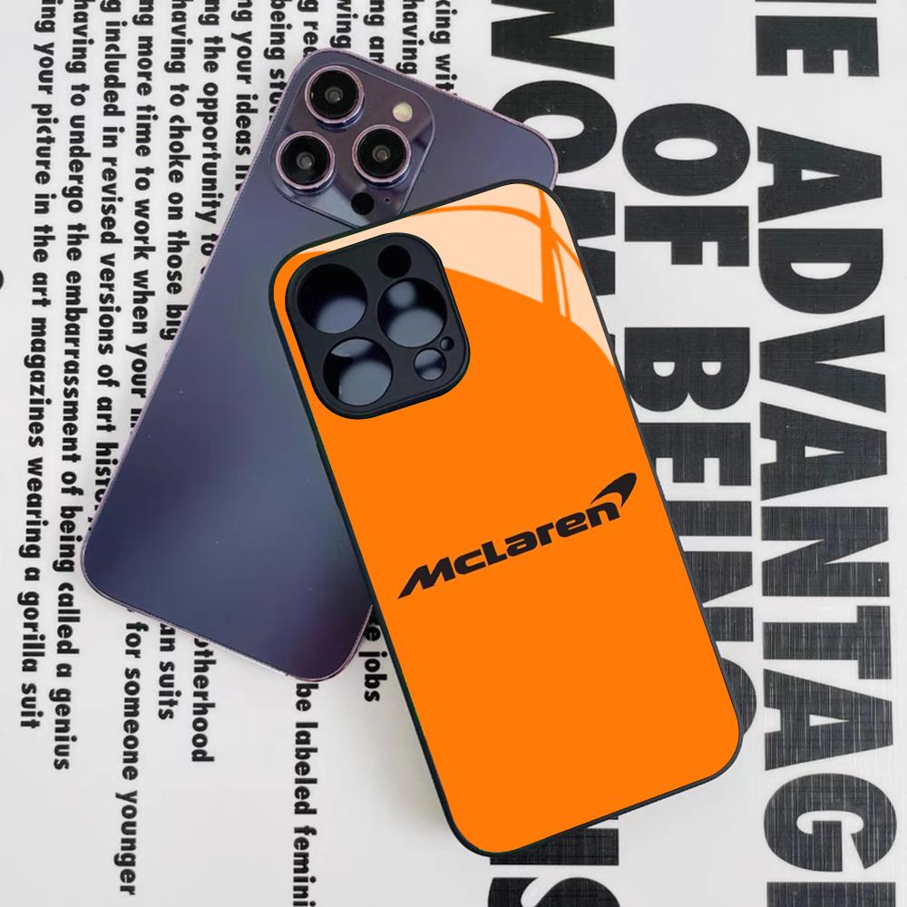 SuperCar M-McLarenS Phone Case for Iphone 16 15 14 12 11 13 Pro Max Mini 8 X Xr Xs Puls Black Glass Cover