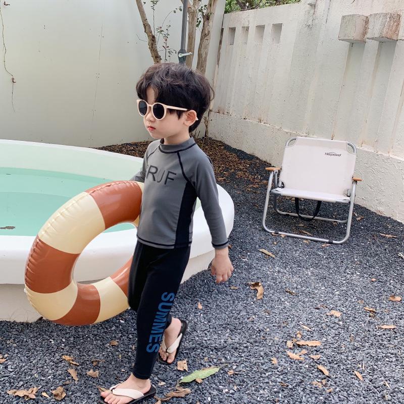 

Корейский детский слитный купальник с длинным рукавом - Теплый, с защитой от солнца для малышей и детей постарше 140 cm серый