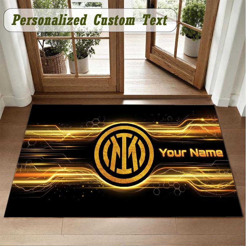 Crystal Velvet Square Rug Custom NameInter Milan Pattern Non Slip Home Floor Decor Rug