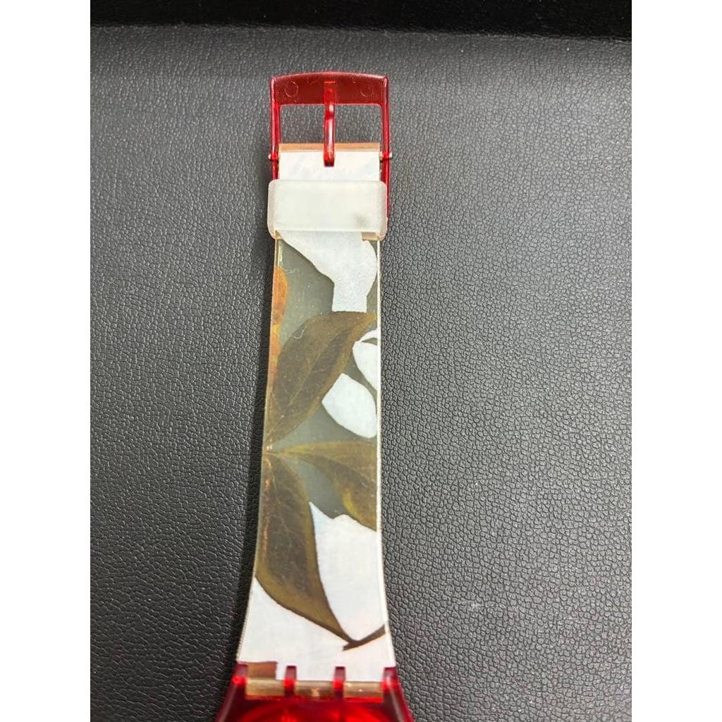 Used Swatch watch botanical pattern analog working item
