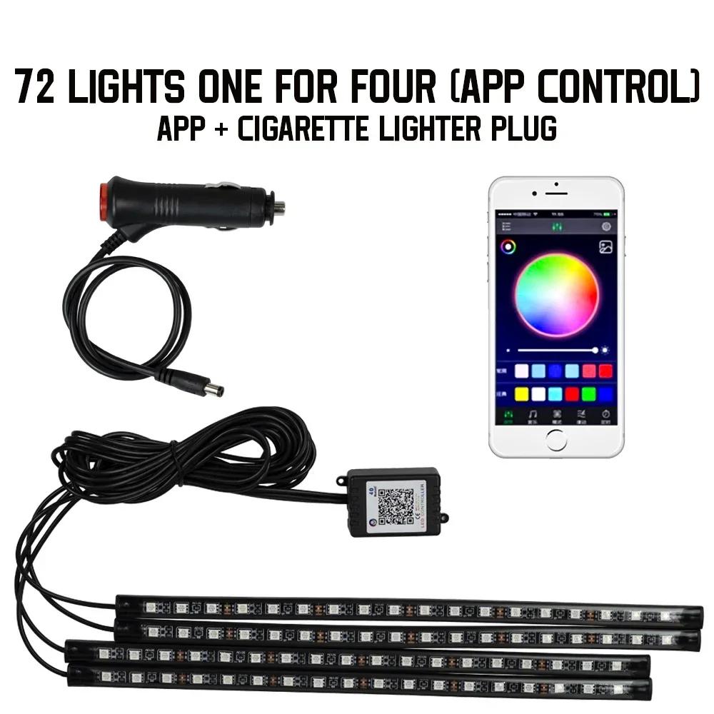 Neon LED Car Interior Ambient Foot Light Kit Accessories RGB Backlight Remote App Music Control Auto Atmosphere Decorative Lamp