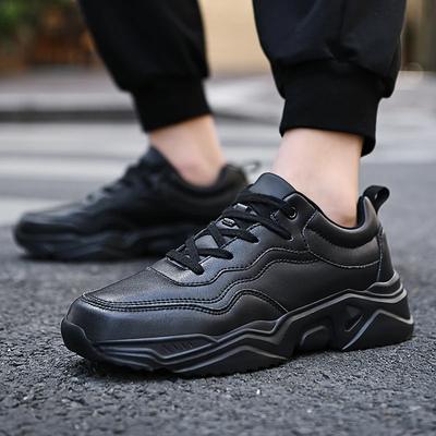 Fashion Black Chunky Sneakers Men PU Waterproof Winter Warm Plush Masculino Running Outdoor Walking Sneakers Men Casual Shoes Big 46