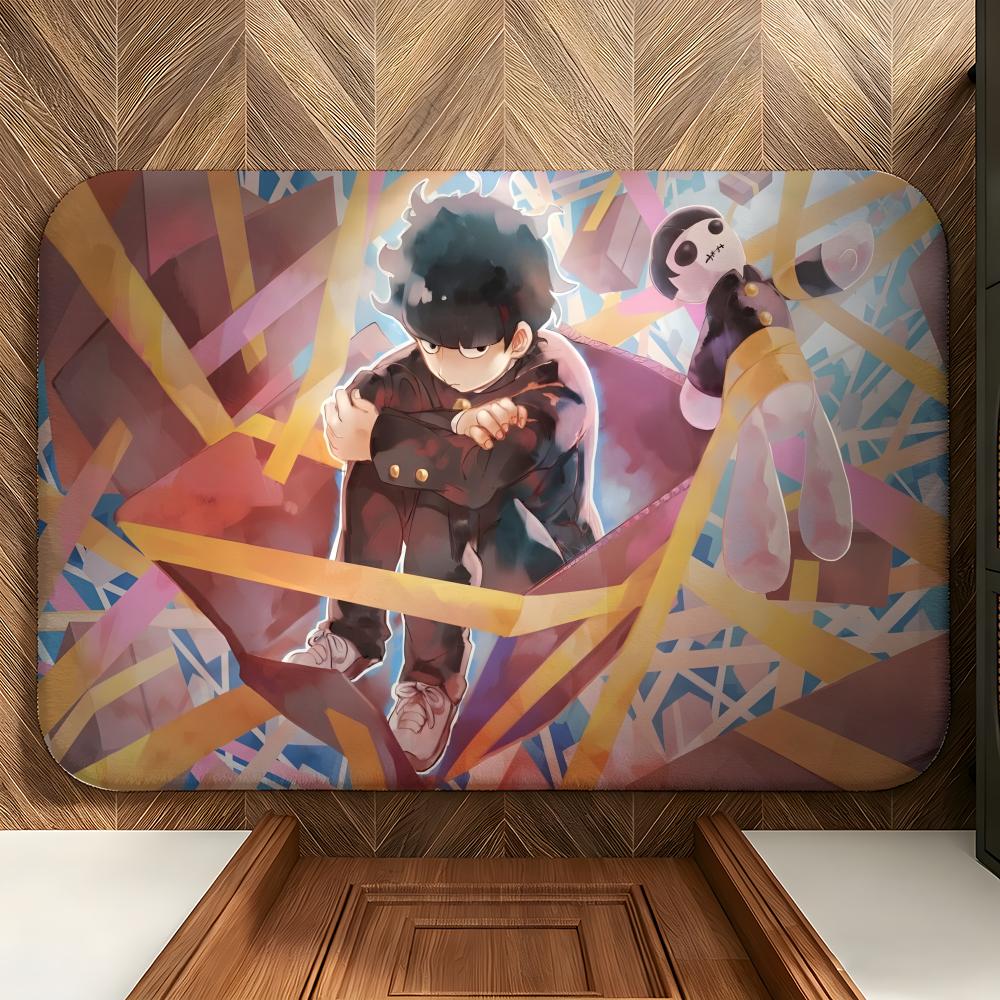 Anime M-Mob P-Psycho100 Floor Mat Soft Flannel Floor Mat Suitable for Entryways, Living Rooms, Bedrooms, and Bathrooms