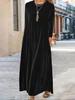 Abito di velluto da donna: Elegante, Spesso, Lungo Stile Coreano per Autunno/Inverno