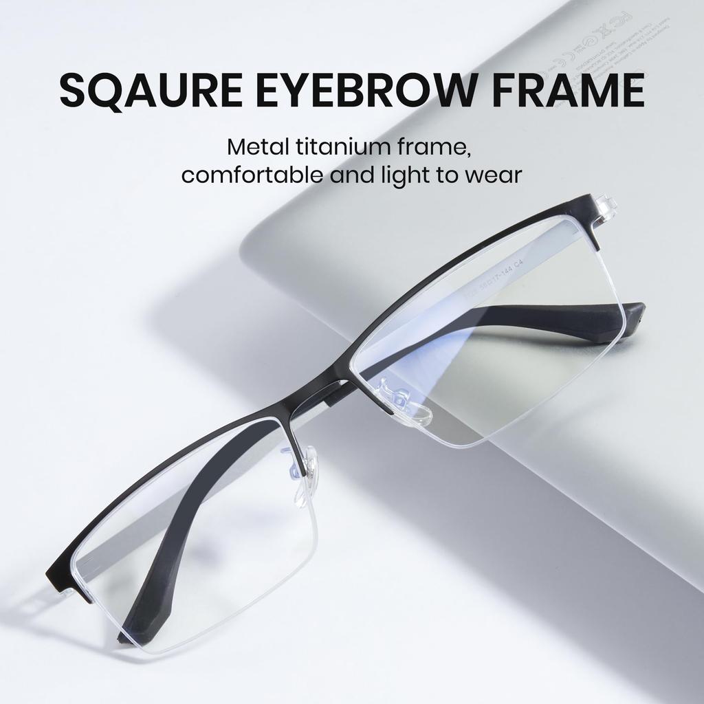 Cyxus Fashion Glasses, Hingeless Frame with Titanium Frame, Stylish for Business and Casual Wear, Unisex (8147X64, Black & Silver)