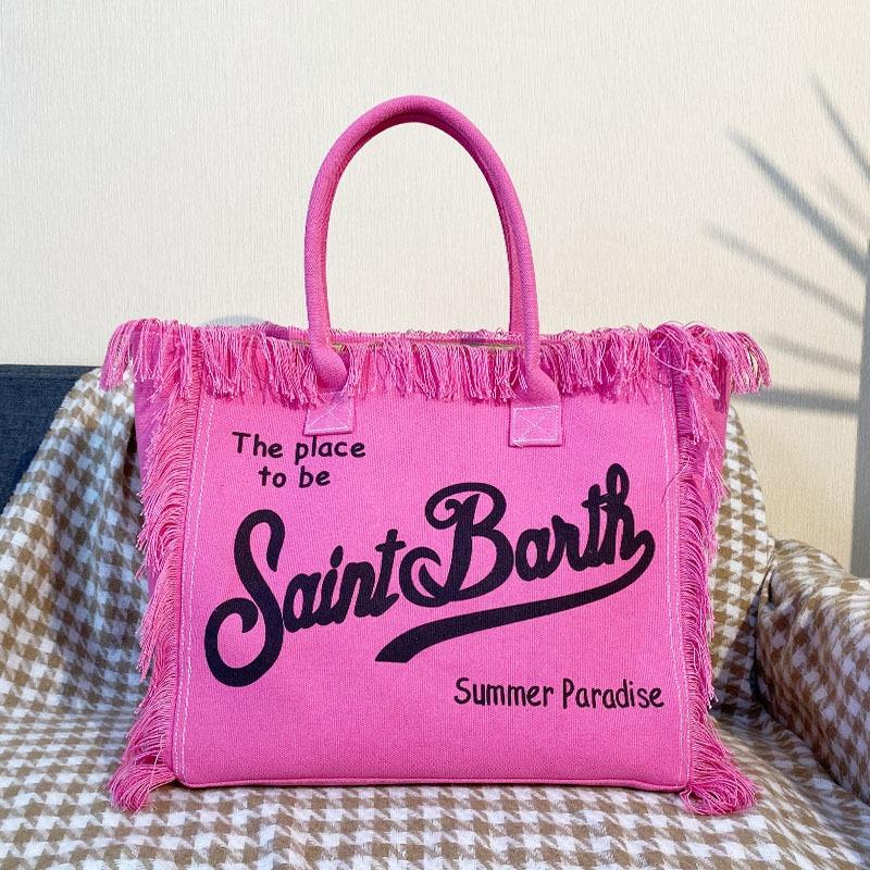 New bag, beach large-capacity shoulder commuter bag, handmade fringed denim printed tote bag.