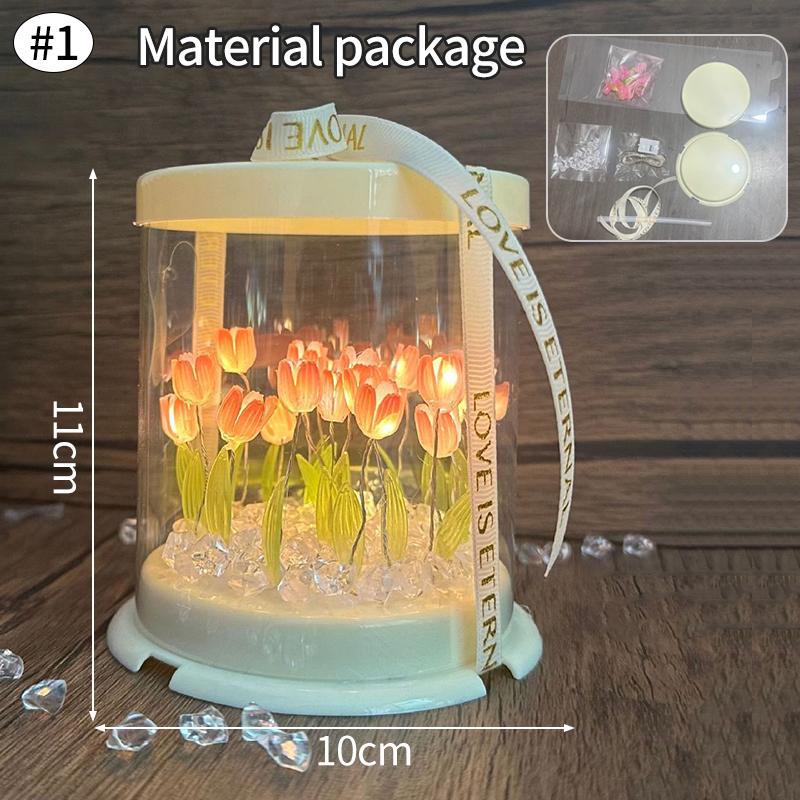 Cake Tulip Nightlight Gifts DIY Material Pack Creative Valentine's Day Gift Handmade Tulip Decoration Cake Box Gift Bag Set